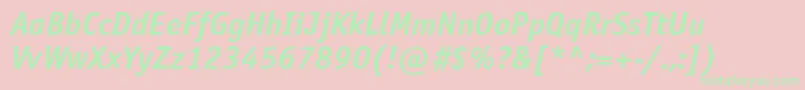 Шрифт OfficinasansbttBolditalic – зелёные шрифты на розовом фоне