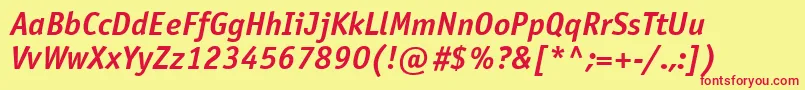 OfficinasansbttBolditalic Font – Red Fonts on Yellow Background