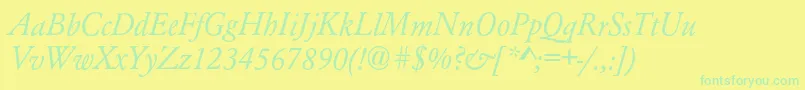 AzgaramondcItalic Font – Green Fonts on Yellow Background