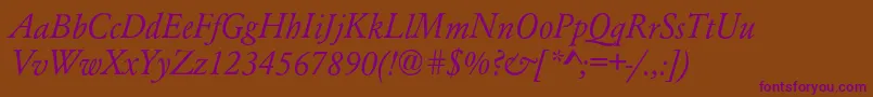 AzgaramondcItalic Font – Purple Fonts on Brown Background