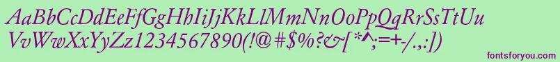 AzgaramondcItalic Font – Purple Fonts on Green Background