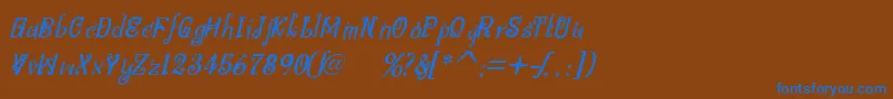 フォントBitlingniksmusicalItalic – 茶色の背景に青い文字