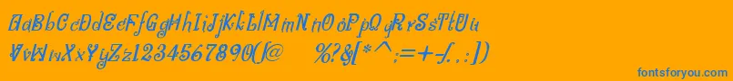 フォントBitlingniksmusicalItalic – オレンジの背景に青い文字