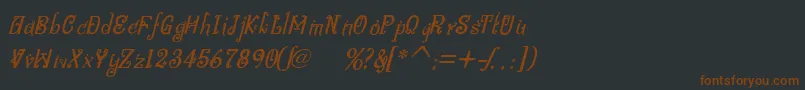 フォントBitlingniksmusicalItalic – 黒い背景に茶色のフォント