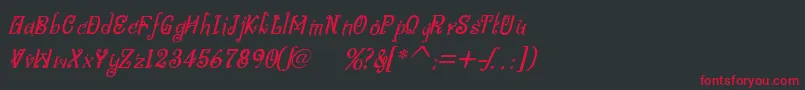 フォントBitlingniksmusicalItalic – 黒い背景に赤い文字