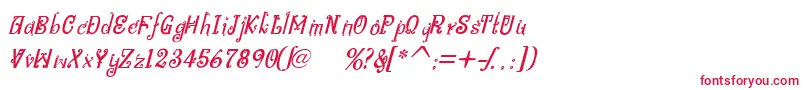 フォントBitlingniksmusicalItalic – 白い背景に赤い文字