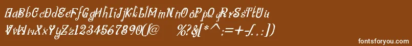 フォントBitlingniksmusicalItalic – 茶色の背景に白い文字