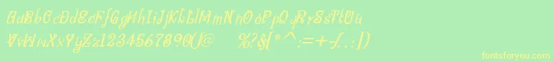 BitlingniksmusicalItalic Font – Yellow Fonts on Green Background