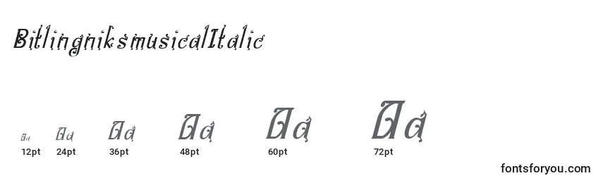 Größen der Schriftart BitlingniksmusicalItalic