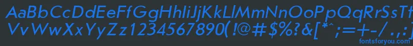 フォントJournalSansserifItalic.001.001 – 黒い背景に青い文字
