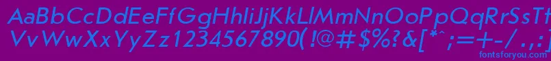 Fonte JournalSansserifItalic.001.001 – fontes azuis em um fundo violeta