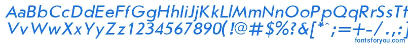 Czcionka JournalSansserifItalic.001.001 – niebieskie czcionki na białym tle