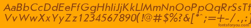 JournalSansserifItalic.001.001-Schriftart – Braune Schriften auf orangefarbenem Hintergrund