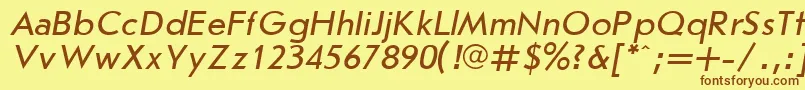 Fonte JournalSansserifItalic.001.001 – fontes marrons em um fundo amarelo