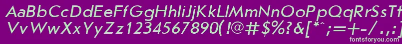 Шрифт JournalSansserifItalic.001.001 – зелёные шрифты на фиолетовом фоне