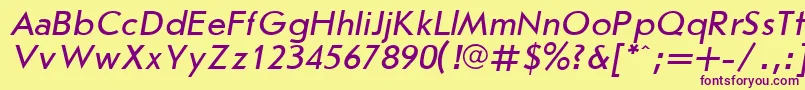 フォントJournalSansserifItalic.001.001 – 紫色のフォント、黄色の背景