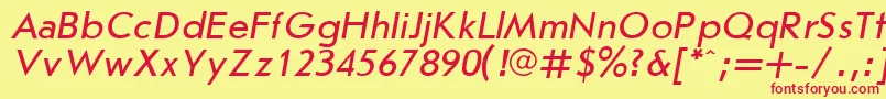 JournalSansserifItalic.001.001-fontti – punaiset fontit keltaisella taustalla