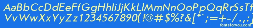 JournalSansserifItalic.001.001-fontti – keltaiset fontit sinisellä taustalla