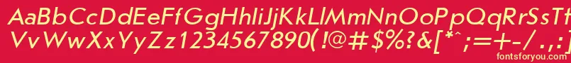 JournalSansserifItalic.001.001-fontti – keltaiset fontit punaisella taustalla