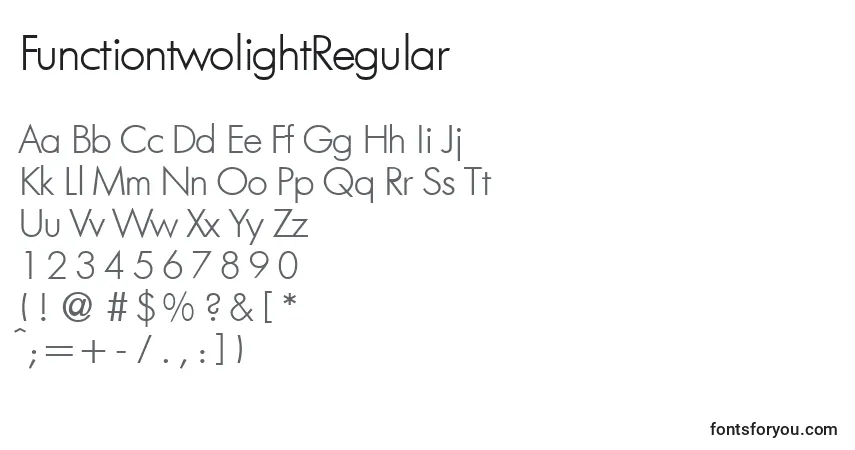 Czcionka FunctiontwolightRegular – alfabet, cyfry, specjalne znaki