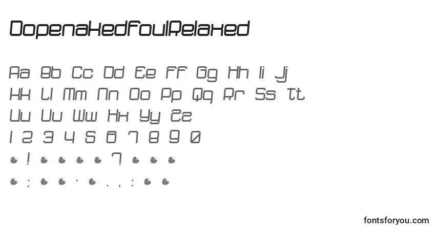 A fonte DopenakedfoulRelaxed – alfabeto, números, caracteres especiais