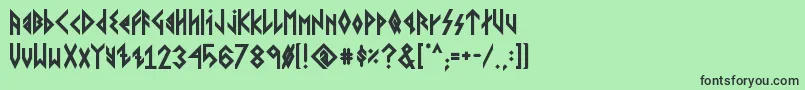 フォントVikingYoungerRunesBold – 緑の背景に黒い文字