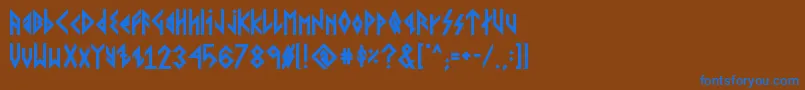 Czcionka VikingYoungerRunesBold – niebieskie czcionki na brązowym tle