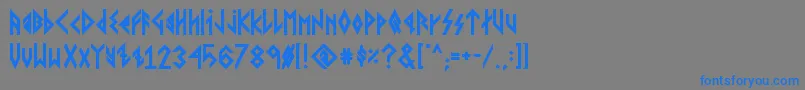 VikingYoungerRunesBoldフォントについての詳細 フォントVikingYoungerRunesBold – 灰色の背景に青い文字