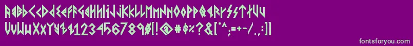 VikingYoungerRunesBold-Schriftart – Grüne Schriften auf violettem Hintergrund