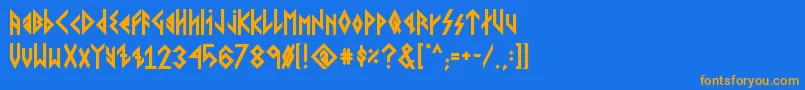 VikingYoungerRunesBold Font – Orange Fonts on Blue Background
