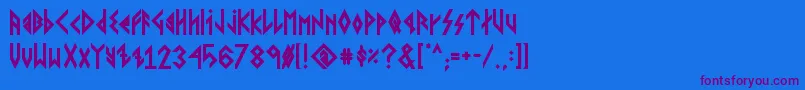 Czcionka VikingYoungerRunesBold – fioletowe czcionki na niebieskim tle