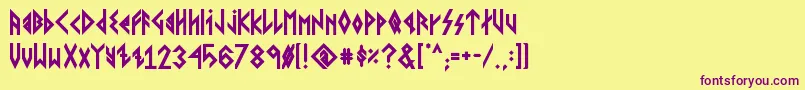 VikingYoungerRunesBold Font – Purple Fonts on Yellow Background