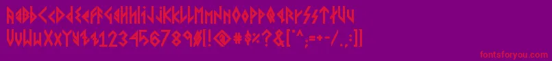 Więcej informacji o czcionce VikingYoungerRunesBold Czcionka VikingYoungerRunesBold – czerwone czcionki na fioletowym tle