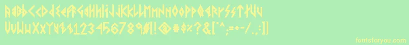 VikingYoungerRunesBold Font – Yellow Fonts on Green Background