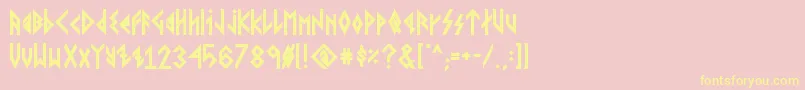 VikingYoungerRunesBold-Schriftart – Gelbe Schriften auf rosa Hintergrund