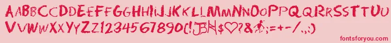 RadiumDayAfterJ-Schriftart – Rote Schriften auf rosa Hintergrund