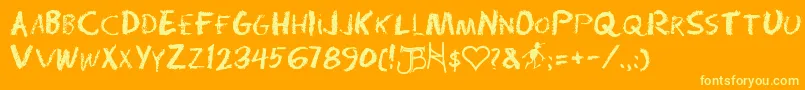 RadiumDayAfterJ Font – Yellow Fonts on Orange Background