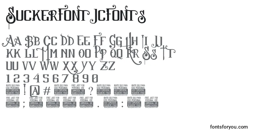 A fonte SuckerFontJcFonts – alfabeto, números, caracteres especiais
