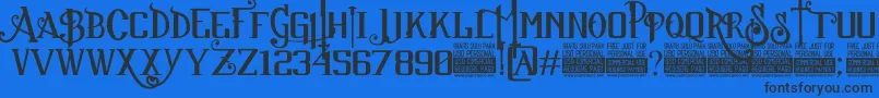 SuckerFontJcFonts Font – Black Fonts on Blue Background