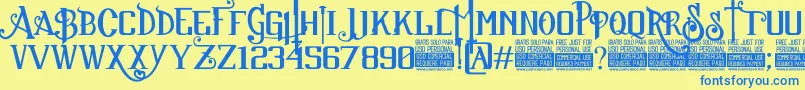 SuckerFontJcFonts Font – Blue Fonts on Yellow Background