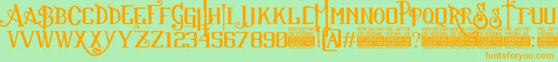 SuckerFontJcFonts-Schriftart – Orangefarbene Schriften auf grünem Hintergrund