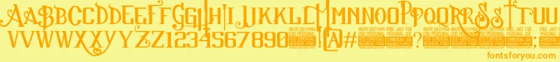 SuckerFontJcFonts Font – Orange Fonts on Yellow Background