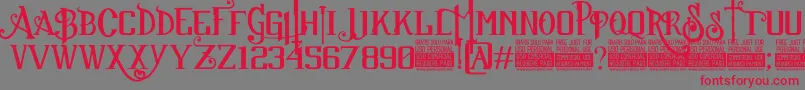 SuckerFontJcFonts Font – Red Fonts on Gray Background