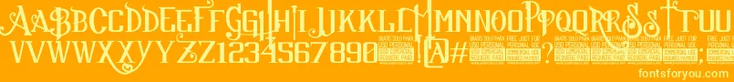 SuckerFontJcFonts Font – Yellow Fonts on Orange Background