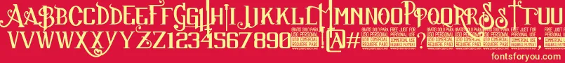 SuckerFontJcFonts Font – Yellow Fonts on Red Background