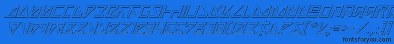 Шрифт NickTurboItalic3D – чёрные шрифты на синем фоне