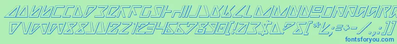 フォントNickTurboItalic3D – 青い文字は緑の背景です。