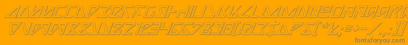 Czcionka NickTurboItalic3D – szare czcionki na pomarańczowym tle