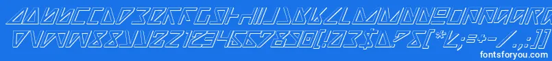 NickTurboItalic3D-fontti – valkoiset fontit sinisellä taustalla