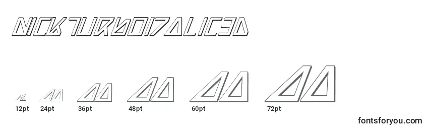 NickTurboItalic3D Font Sizes